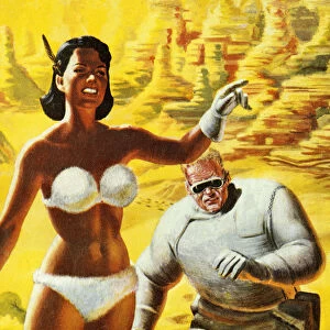 Woman in Bikini Leading Spaceman