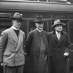 Bishop of London leaves Euston for World Tour. Left to right. The Rev H C Thomas