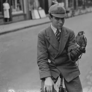 Boy with tame bird, Sidcup. 1937