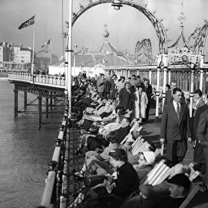 Brighton Pier Crowds enjoying a spring like day after a long winter 1st March 1959