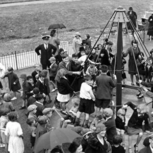 The childrens playground roundabout, a popular place for children after school