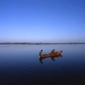 Fishermen on the irrigation lake known as Parakram Samudra, in Sri Lanka. The lake