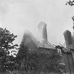 A house fire in Chislehurst, Kent. 1939