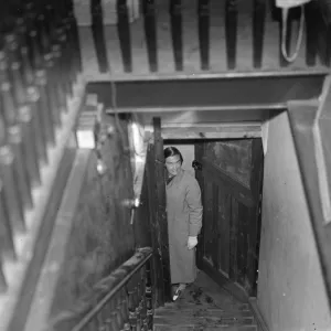 Miss Haken posing from the bottom of the stairs in Sidcup, Kent. 1937