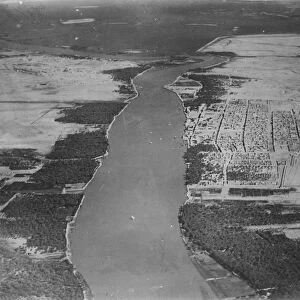 The RAF take over the policing of Iraq. An aerial view of Nasiriyah on the Euphrates
