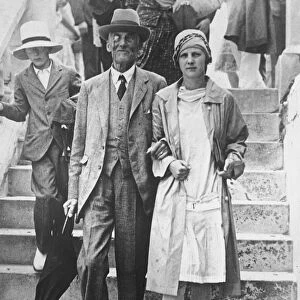 Sir Austen Chamberlain with his daughter at Bermuda. 27 September 1928