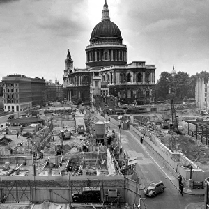 St Pauls Cathedral dominates the view of the area north of Cannon Street (left) Rebuilding