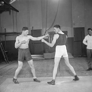 Ted Sandwina, the German - American boxer sparring with Charlie Smith the English heavy weight