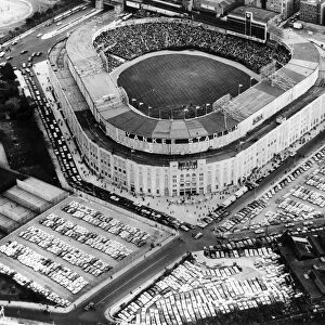 Yankee Stadium baseball park in New York preparing for the Popes visit in October