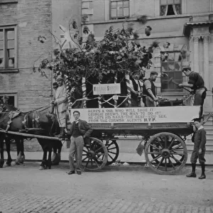 H. T. P. & Company Ltd.s jubilee float advertising The Village Smithy by Geo. Drew, Princes Street, Truro, Cornwall. 1897