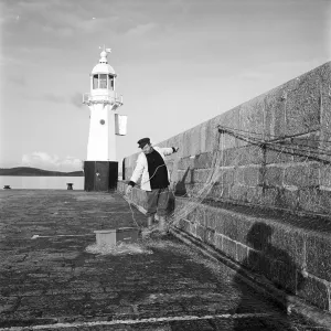 The harbour light, Victoria Pier, Mevagissey, Cornwall. 1982