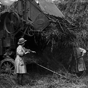 Members of the First World War Womens Land Army. Tregavethan Farm, Truro, Cornwall. April 1918