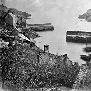 View of harbour, Polperro, Cornwall. Probably 1860s-1870s