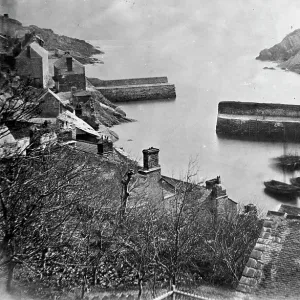 View of harbour, Polperro, Cornwall. Probably 1860s-1870s