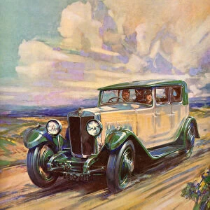 A 1920s Roadster Speeding Down a Dirt Road, 1921 (screen print)