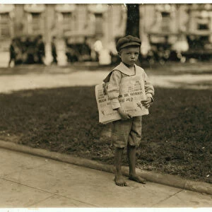 7 year old newsboy Ferris in Mobile, Alabama, 1914 (b / w photo)