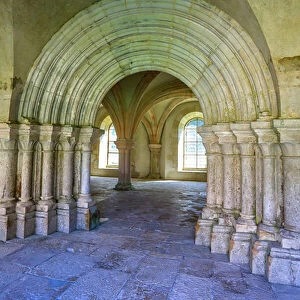 Abbey of Fontenay. Entrance and gate of the chapter house by the cloister (photography)