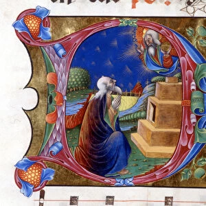 Abraham invited by the Lord to leave his land. Miniature from a 15th century choir ("
