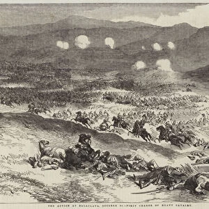 The Action at Balaclava, 25 October, First Charge of Heavy Cavalry (engraving)
