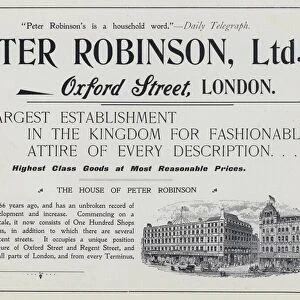 Advertisement, Peter Robinson, Ltd, Oxford Street, London (b / w photo)
