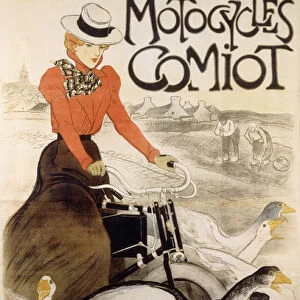 An advertising poster for Motorcycles Comiot, 1899 (colour lithograph)