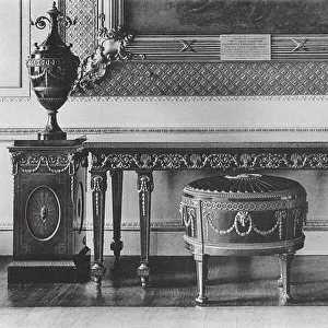 Adam Sideboard, Pedestals and Wine-Cooler in the Dining Room, Harewood House, Yorkshire (b/w photo)