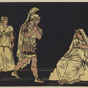 Aeneas and the shade of Dido (colour litho)