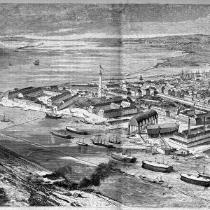 Aerian view of the city and port of Lorient, Morbihan (56), 1858
