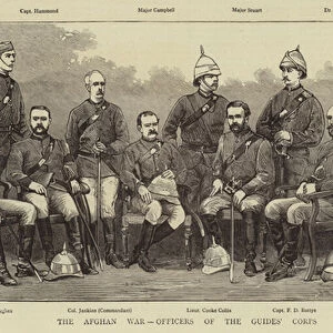 The Afghan War, Officers of the Guides Corps (engraving)