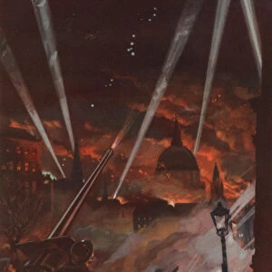 Air raid on London during the Blitz, World War II, 1940-1943 (colour litho)