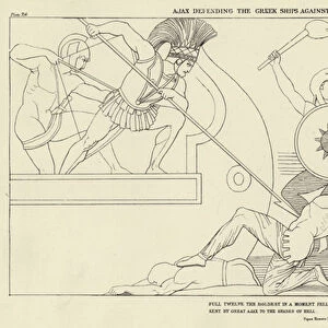 Ajax defending the Greek Ships against the Trojans (engraving)