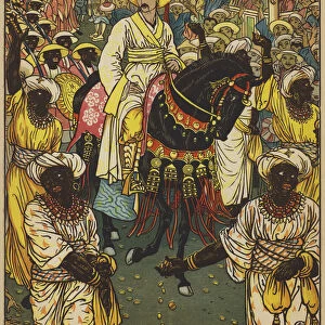 Aladdins Procession (colour litho)