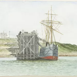 Albert Edward Docks. The S. S. Willkarnman (watercolour, bodycolour and pencil on paper)