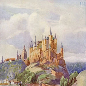 The Alcazar, Segovia (colour litho)