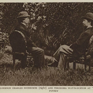 Algernon Charles Swinburne and Theodore Watts-Dunton at "the Pines, "Putney (b / w photo)