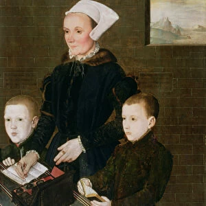 Alice Barnham and her Two Sons Martin and Steven, 1557 (oil on panel)