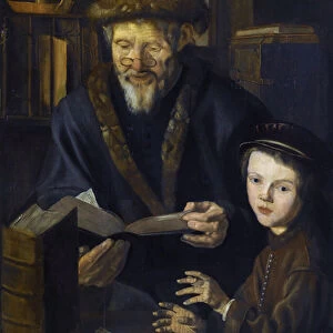 Allegorie de l hiver, le philosophe et le jeune enfant - Winter Allegory, Philosopher and the Young Child - Peinture de Jan Woutersz Stap (1599-1663), - Oil on wood, 84, 5x59, 5 - Private Collection