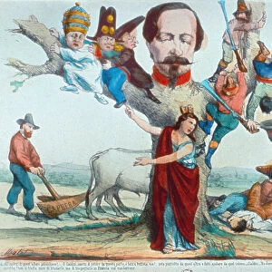 Allegory of Italy during Risorgimento, 19th century (lithograph)