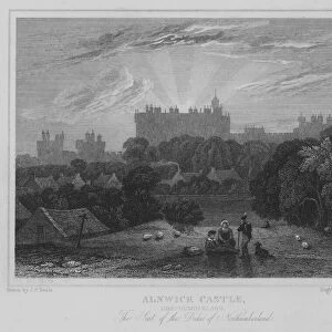 Alnwick Castle, Northumberland, The Seat of the Duke of Northumberland (engraving)