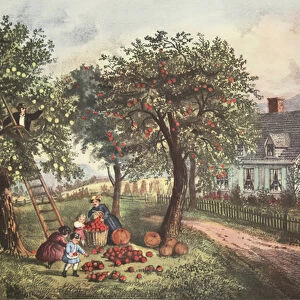American Homestead - Autumn, pub. 1869, Currier & Ives (colour litho)