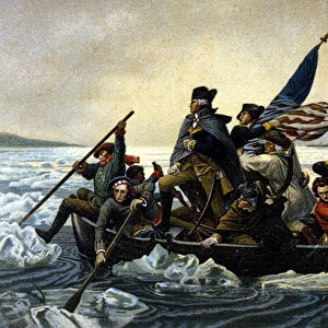 American Independence War. Washington crossing the Delaware River. December 1776