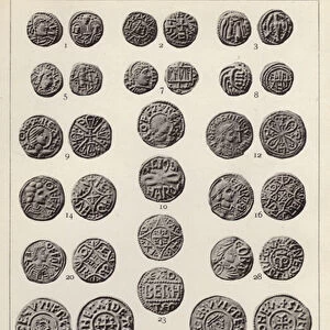 Anglo Saxon Coins, Sceattas, Mercia (b / w photo)