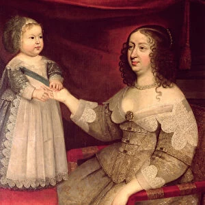 Anne of Austria (1601-66) with her son Louis XIV (1638-1715) (oil on canvas)