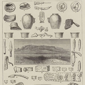 Antiquities discovered at Naukratis by the Egypt Exploration Fund (engraving)