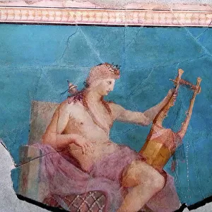 Apollon playing lyre or cithar, Rome, 1st century (fresco)