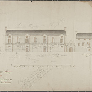 Architectural drawing of the University Library, 1827 (pencil & w / c on paper)