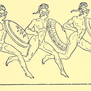 Armed Race, illustration from History of Greece by Victor Duruy, 1890 (digitally enhanced image)