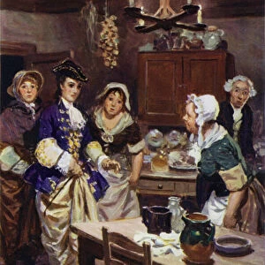 Arrival of Sophia and Honour at the inn (colour litho)