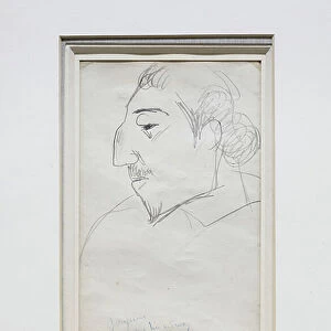 The artist's profile, Paul Gauguin, pencil drawing, Jahan Nama museum and gallery, Niavaran palace complex, Tehran, Iran
