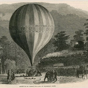 Ascent of Mr Greens balloon on Wednesday night; Vauxhall Gardens, London (engraving)
